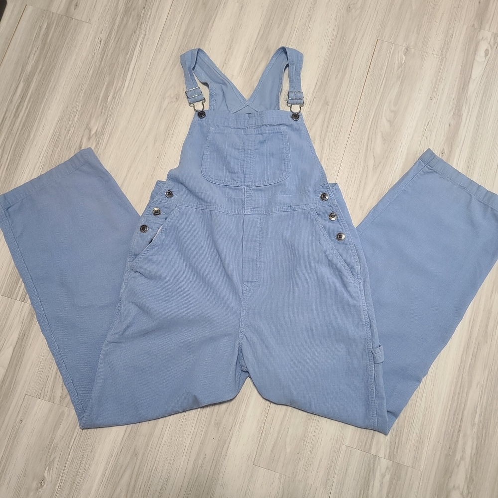 Vintage Y2K Light Blue Corduroy Overalls Wide Leg Faded Glory Olivia Girls 14/16
